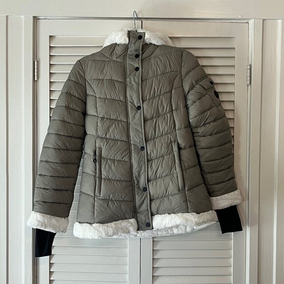 NWOT Jessica Simpson hooded puffer parka jacket small women's grey - Picture 1 of 9